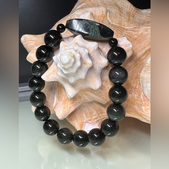 OBSIDIAN + KAMBABA NATURAL BRACELET size 7.5” - Picture 10 of 16